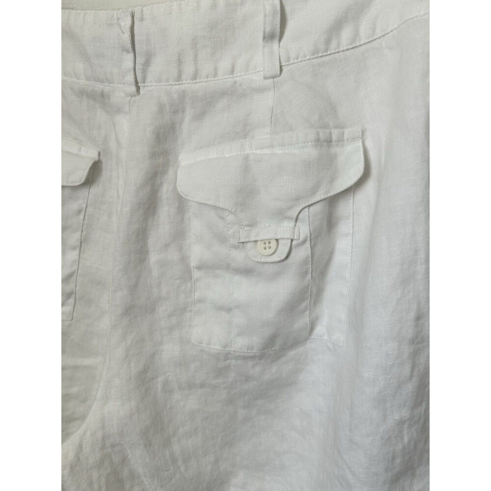 INC White Linen Pants Cropped Lined Soft Wide Leg Coastal Resort Size 8P - Picture 15 of 16